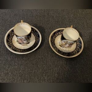 Dresden Hand Painted Porcelain Cobalt Figural Coffee or Tea Set